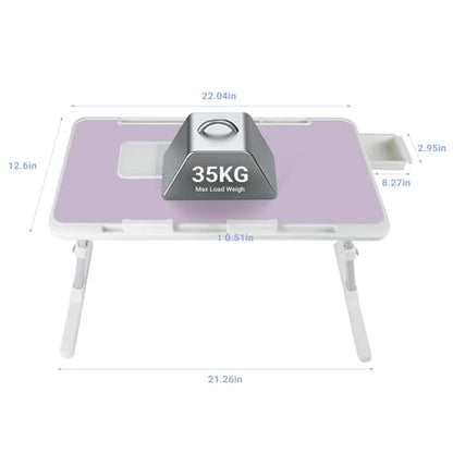 Adjustable Laptop Lap Desk with Cooling Fan USB Light for Adults 56x32cm,Purple - color: Purple+holder,56x32cm