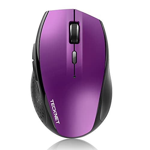 TECKNET Bluetooth Mouse, 4800 DPI Computer Mouse, 2-Year Battery Wireless Mouse 6 Adjustable DPI, 6 Buttons Compatible with Laptop/Windows/Computer(Purple) | BT 5.0/3.0, 6-Level DPI to 4800, Wide OS Compatible, Ergonomic for M/L Hands, Extended Battery -