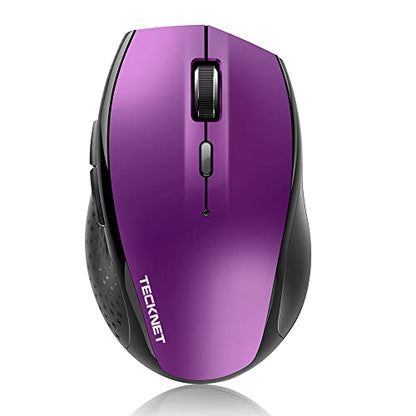 TECKNET Bluetooth Mouse, 4800 DPI Computer Mouse, 2-Year Battery Wireless Mouse 6 Adjustable DPI, 6 Buttons Compatible with Laptop/Windows/Computer(Purple) | BT 5.0/3.0, 6-Level DPI to 4800, Wide OS Compatible, Ergonomic for M/L Hands, Extended Battery -