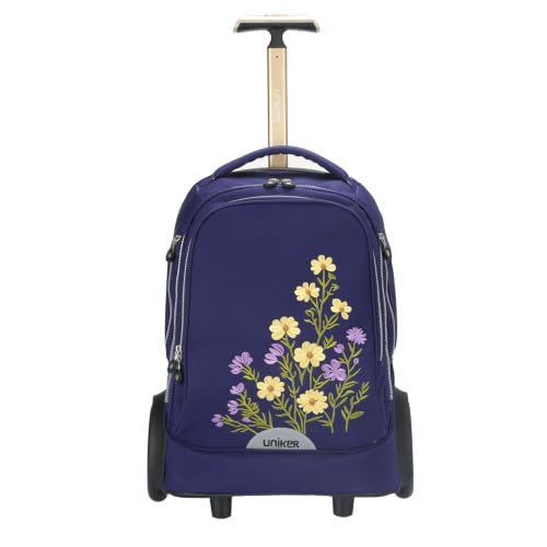 Rolling Laptop Bag with Quiet Wheels for 15.6 Inch Laptop, 6inch Large Wheel Roller Bag,Backpack with Wheels, Wheeled Computer Bag, T5- Wildflower Bouquet - color: T5- Wildflower Bouquet