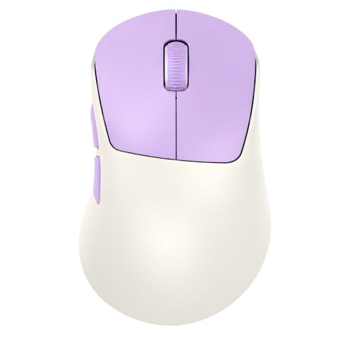 hunart H6 49g Wireless Mouse, Bluetooth & 2.4GHz, USB-C Charging, Purple | Silent Clicks, Two Ways to Connect, Right-Hand Ergonomic Comfort, Portable for Laptop, MacBook, PC & Tablet - color: Cream Purple