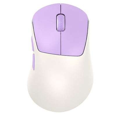 hunart H6 49g Wireless Mouse, Bluetooth & 2.4GHz, USB-C Charging, Purple | Silent Clicks, Two Ways to Connect, Right-Hand Ergonomic Comfort, Portable for Laptop, MacBook, PC & Tablet - color: Cream Purple