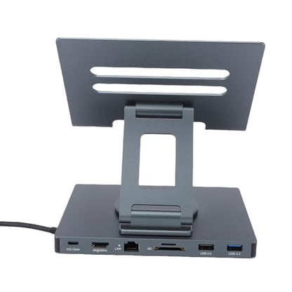 7-in-1 USB C Hub Charging Stand, 360° Laptop Docking Station & Tablet Holder with 100W PD, 4K 30Hz, USB 3.0, Gigabit Ethernet