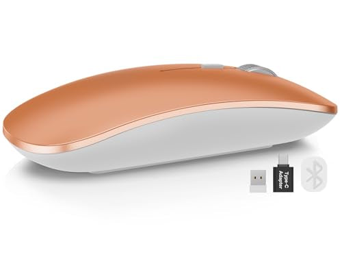 SABLUTE Bluetooth Mouse for Mac, Tri-Mode Silent Wireless Mouse, Orange | Bluetooth 5.2 + 2.4GHz, Connect 3 Devices, Silent Click, USB-C Charging, 3 DPI Levels, MacBook, iPad & Windows Compatible - color: Cosmic Orange