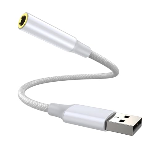 USB to Aux Cable External Stereo Sound Card,USB to Aux Adapter for PS4/PS5 | USB to Audio Jack Adapter,USB to 3.5mm TRRS Female Headset for PS4/PS5/Headphone/Mac/Linux/Laptop/Desktops/Docking Station
