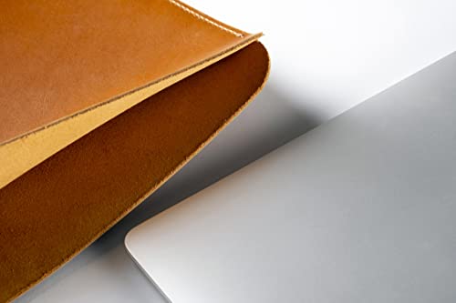 Leather Laptop Sleeve, Handmade Slim Case for MacBook Air 13" (M2) 2024, (M3) 2024 & 15 inch (M3) 2041 - color: Light Tobacco, size: 13"