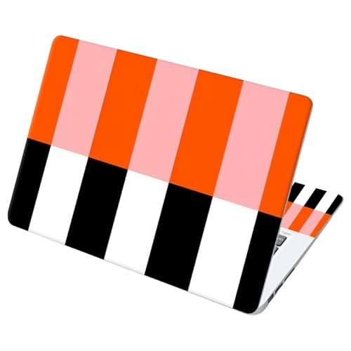 Universal Laptop Skin Sticker with 2 Wrist Pad Decals, 3-Piece Removable Vinyl Laptop Cover, Orange Black Stripes Waterproof Anti-Scratch, Easy-Trim Fit for 13.3" 14" 15.6" Laptops - color: Orange Black Stripes
