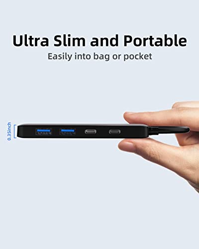 Dual USB C USB A 3.0 Hub: USB Hub 4 Ports with 2* USB-C 3.0 and 2* USB-A 3.0, Ultra Slim Portable USB Splitter Adapter for Laptop, PS4, Flash Drive, HDD, Xbox, Printer, Mouse, Keyboard, Computer - size: 10cm