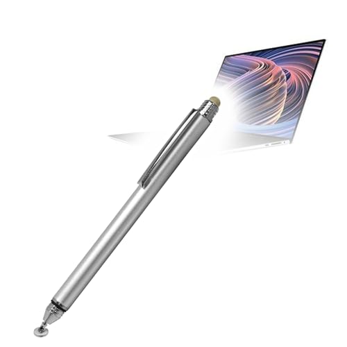 BoxWave Stylus Pen Compatible with Dell XPS 15 (9520) - DualTip Capacitive Stylus, Fiber Tip Disc Tip Capacitive Stylus Pen - Metallic Silver