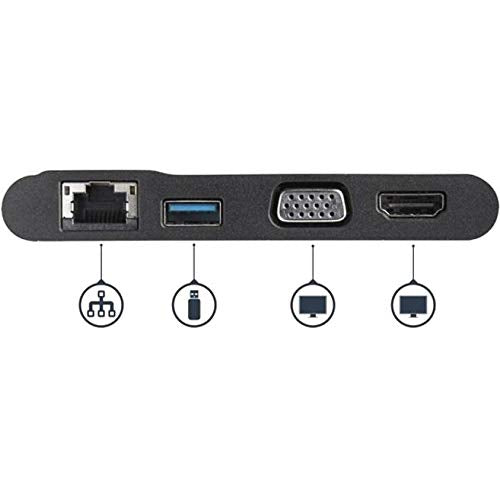 StarTech.com USB-C Multiport Adapter - USB-C Travel Dock with 4K HDMI or 1080p VGA, Gigabit Ethernet, 5Gbps USB-A 3.0 - Discontinued, Limited Stock, & Replaced by DKT31CHVL (DKT30CHV) - style: 1x USB-A 3.0 | HDMI, VGA