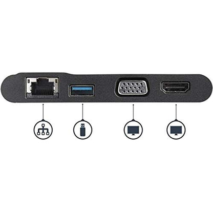 StarTech.com USB-C Multiport Adapter - USB-C Travel Dock with 4K HDMI or 1080p VGA, Gigabit Ethernet, 5Gbps USB-A 3.0 - Discontinued, Limited Stock, & Replaced by DKT31CHVL (DKT30CHV) - style: 1x USB-A 3.0 | HDMI, VGA
