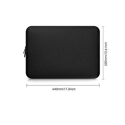 17 17.3 17.4 inch Laptop Sleeve Black Water-Resistant Neoprene Notebook Computer Briefcase Carrying Bag/Pouch Cover with 4 Elastic Bands for Acer/Asus/Dell/Lenovo/HP/Toshiba/MSI - size: Standard 17 inch