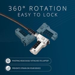 Kensington PortLock Combination Laptop Lock for USB-C Slots, 6ft Carbon Steel Security Cable, Resettable 4-Digit Code, for Laptops, Chromebooks & Tablets (K64549WW) Black