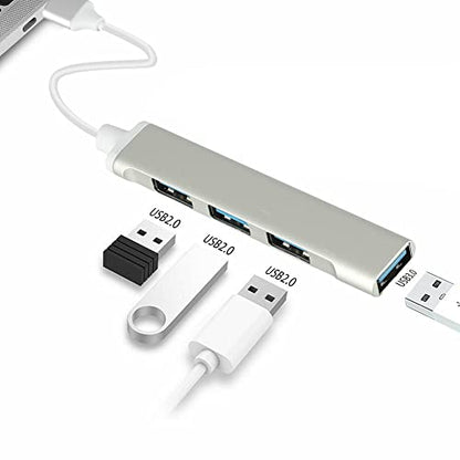 JacobsParts UH3-P USB 3.0 4 Port Hub Splitter Slim & Sleek Aluminum for PC Mac Laptop Desktop (Gray) - color: Gray