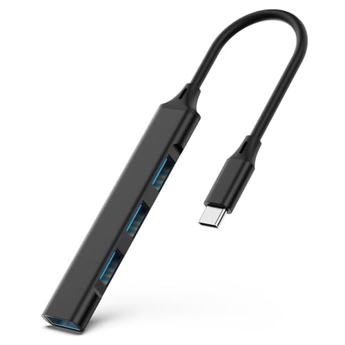 Mac USB C Adapter - Type C USB Adapter Hub with 4 Ports: 1 USB 3.0 + 3 USB 2.0, Ultra-Slim Aluminum Design, 5Gbps Transfer, Adapter for Mac USB C, Type C USB Hub (Black)