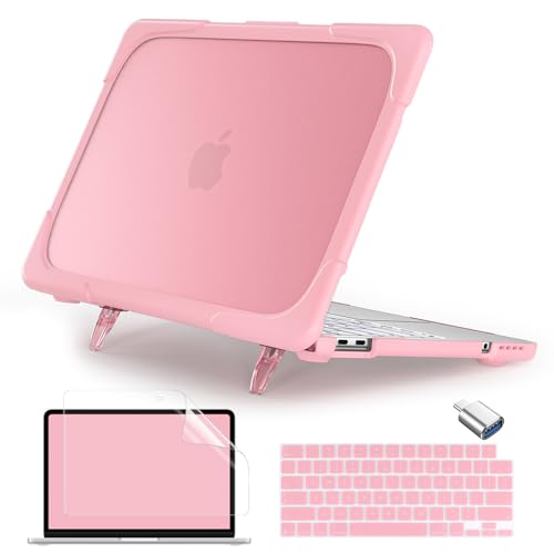 Batianda Heavy Duty Case for MacBook Neo 13 Inch 2026, Blush | Fits Model A3404 A18 Pro Chip, Ergonomic Foldable Stand Holds 22lbs, TPU Bumper, Matte Translucent Shockproof Hard Shell - color: Blush