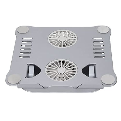 Aluminum Alloy Laptop Stand with 2 Cooling Fans, Foldable Adjustable Laptop Cooling Stand for 10 to 17.3 Inch Laptops, Ergonomic Silver Matte Design with Non - Slip Feet (Space Gray) - color: Space Gray