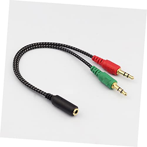 NUOBESTY Female to Dual Male Headset Adapter Cable Audio Splitter for Headphones Microphone Compatible with Laptop and Mobile Devices Durable Stereo Converter