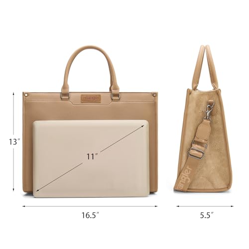 Wrangler Laptop Tote Bag for Women Western Style Work Crossbody Bag - color: Khaki