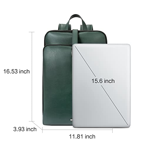 CLUCI Leather Backpack for Women, 15.6 inch Laptop Bag, Large Genuine Work Backpack Travel Back - color: 0-0-c Green