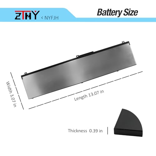 NYFJH Laptop Battery Replacement for Dell Precision 7530 Precision 7730 | Precision 7540 Precision 7740 Mobile Workstation Series GW0K9 0WNRC VRX0J 0NYFJH 0GW0K9 451-BCGI 11.4V 8070mAh 97Wh 6-Cell - size: 13.39*3.23*0.39 inch NYFJH