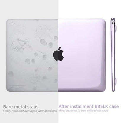 B BELK for MacBook Air 13 inch Case M1 2021 2020 2019 2018, Crystal Purple | Model A2337 A2179 A1932, Plastic Laptop Hard Shell for MacBook Air 13.3 inch Case with Keyboard Cover & Screen Protector - color: Crystal Purple