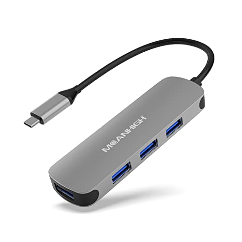 USB C Hub MEANHIGH USB 3.0 Hub for Laptop 4 Port USB Expander Multiport USB Splitter Type C Hub Dongle for MacBook Pro, Mac mini iMac, Dell, HP, Chromebook, PC Flash Drive HDD - color: Grey-C Port