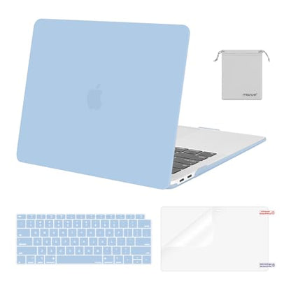 MOSISO Compatible with MacBook Air 13 inch Case M1 2021 2020 2019 2018 | A2337 A2179 A1932, Protective Hard Shell&Keyboard Cover&Screen Film&Pouch for MacBook Air 13.3 inch Case, Airy Blue - color: Airy Blue