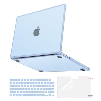 MOSISO Anti-Crack Case for MacBook Air 13 inch M5 M4 M3 M2 2026-2022 | 3 in 1 Kit Anti-Fingerprints Reinforced TPU Bumper Hard Shell for MacBook Air 13.6, A3449 A3240 A3113 A2681, Sky Blue - color: Sky Blue