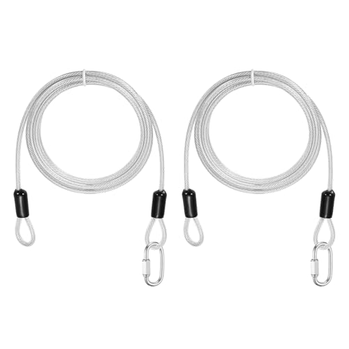 PATIKIL Security Cable Lock (5/32" Dia 6.6ft, Clear)(2 Set) Vinyl Coated 304 Stainless Steel Double Loop Flexible Wire Rope Safety Cable with Quick Links Locking Connectors - color: Clear, size: 6.6ft x 5/32"