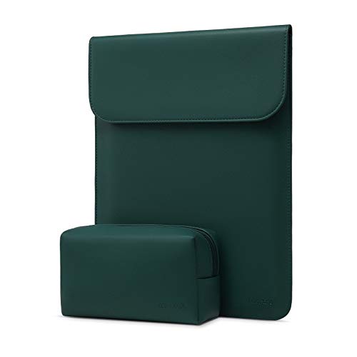 MOSISO Laptop Case 13.3 inch, 13-13.3 inch Laptop Sleeve Compatible with MacBook Neo 13 A18 Pro A3404 /Air 13/Pro 13/Pro 14 M5 M4 M3 M2 M1, Faux Suede Leather Case with Small Bag, Peacock Green - color: Peacock Green