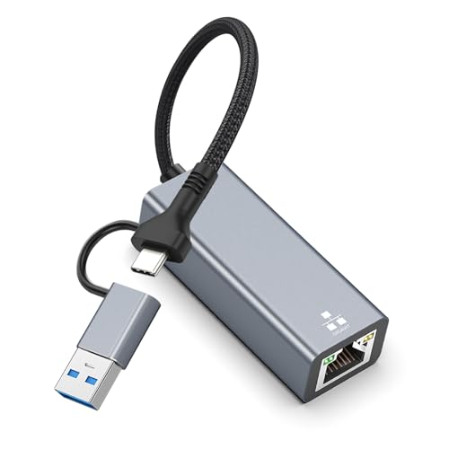 USB C to Ethernet Adapter,1000 Mbps USB 3.0 Wired Network Converter | Gigabit Ethernet Type-C to RJ45 Network Adapter for Laptop, Windows XP, MAC OS, Linux, Vista 7 8 10 11 More Plug Play