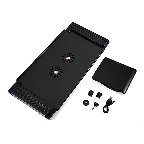 Laptop Stand with Cooling Fan 360° Foldable Laptop Desk Table Holder Board for Bed Sofa Couch Ergonomic Riser - color: Black
