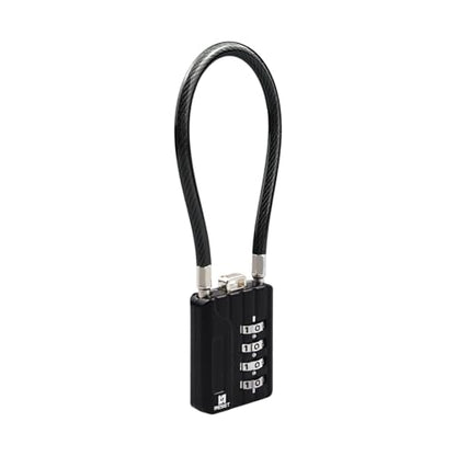 RESET-201 4-Digit Cable Padlock, 7 in 18cm 5mm Cable, 1 Pack | 7 in 18cm 5mm flexible steel cable for lockers, bags, toolboxes, and everyday light-duty secondary locking. - size: 18cm(7.1 inch)Cable