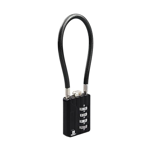 RESET-201 4-Digit Cable Padlock, 7 in 18cm 5mm Cable, 1 Pack | 7 in 18cm 5mm flexible steel cable for lockers, bags, toolboxes, and everyday light-duty secondary locking. - size: 18cm(7.1 inch)Cable