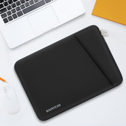 RAINYEAR Laptop Sleeve Case with Front Pocket, 13.3 Inch Protective Portable Case Briefcase Laptop Carrying Bag Cover Compatible with 13.3-14 Inch Laptop PC, 14 Inch MacBook Pro M5 M4 M3 M2 M1, Black - color: Black, size: 13.3-14 inch