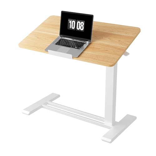 FLEXISPOT H7 PRO 90° Tiltable Mobile Overbed Table with Pneumatic Lift,32'' | Full foldable bedside table with adjustable desktop for laptop, Rolling Computer Cart and bed sofa.31.5" W x 17.7" D,Maple - color: Maple, size: 32x18
