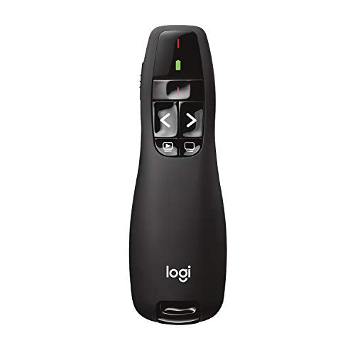 Logitech Wireless Presenter R400, USB-A PowerPoint Clicker with Laser Pointer, Wireless Presentation Clicker Remote - color: Red Laser, style: 5 buttons