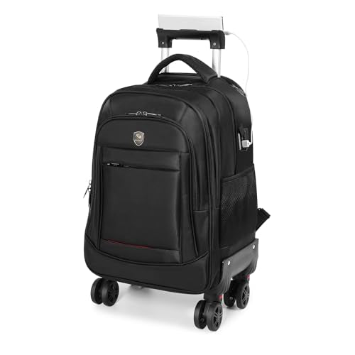 360° rotating Water Resistant Rolling Backpack with 4 Removable Wheels for Adults,Airline Approved Carry on Luggage Fit 15.6 Inch Laptop Travel Backpack with USB Charging Port