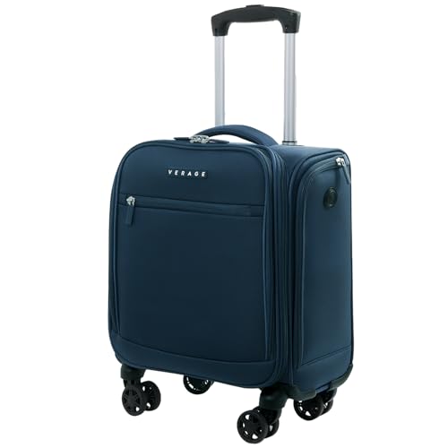Verage Underseat Carry On Luggage with Wheels, 14.5-Inch Spinner Small Suitcase, Softside Lightweight Travel Bag for Men and Women, Airplane Carry On Bag, Nautical Blue - color: Retro blue, size: Basic Underseat
