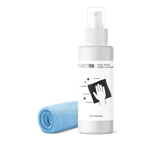 Function101 Electronics Screen Cleaner (2oz) w/Premium Microfiber Cloth - Plant-Based Spray with Reverse Osmosis Purity - Streak-Free Screen Cleaning Kit for Laptop, Phone, Tablet, TV, Monitor & More