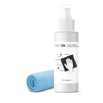 Function101 Electronics Screen Cleaner (2oz) w/Premium Microfiber Cloth - Plant-Based Spray with Reverse Osmosis Purity - Streak-Free Screen Cleaning Kit for Laptop, Phone, Tablet, TV, Monitor & More