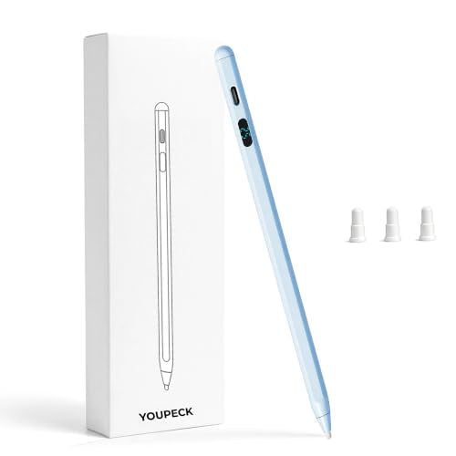 Active Stylus Pen with LED Display, 2-in-1 Dual Modes Digital Pencil for iPad iPhone Samsung Android Tablets & Switch, Palm Rejection & Tilt Sensitivity for Drawing, No Bluetooth Pairing (Blue) - color: Blue