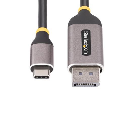 StarTech 10ft USB-C to DP 1.4 Cable, 8K 60Hz, HDR10 (142-USBC-DP-8K-10F) | 4K 144Hz, Active DP Converter, DSC, HBR3, 32.4Gbps, USB4 & Thunderbolt 3/4 Compatible, 3m, Latching DP