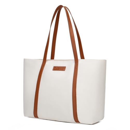 BUG Lightweight Women Laptop Tote Bag for Work, Casual Handbag for Travel Beach College Teacher - color: Beige