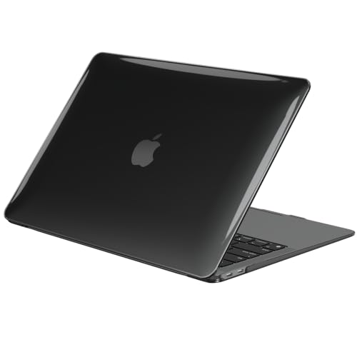 EooCoo Case for MacBook Air 13 inch M1 2020-2018, Crystal Black | Crystal Hard Shell Scratch Resistant Protective Cover, Lightweight, Ultra Thin and Transparent, Easy Snap-On - color: Crystal Black, size: Air 13.3-inch