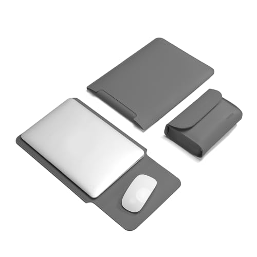 15.6 Inch Laptop Sleeve Case Computer Bag for 15.6" Acer Aspire/Predator, Inspiron, ASUS Dell Notebook, HP Pavilion, IdeaPad 330, ThinkPad E590, Chromebook, PU Bag with Small Case, Grey - color: Gray, size: 15-16 inch