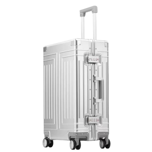 All Aluminum Magnesium Carry On Luggage，Cut from Whole Aluminum Sheet，22x14x9 Airline Approved ，（3rd Generation，Premium Magnesium Metal zipperless suitcase ） (silvery, 24inch) - color: silvery, size: 24 inch