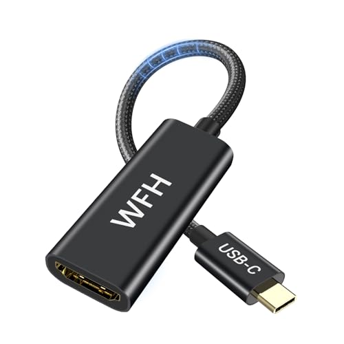 WFH USB C to HDMI Adapter [4K@60Hz], Thunderbolt 3/4 to HDMI High-Speed Type C Converter, Compatible for MacBook Pro, iPhone 17 Max Plus, iPad Air, XPS, Galaxy S24 Ultra, iMac Mini Etc. - Black - color: Black