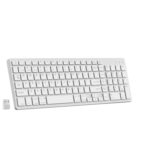 Wireless Bluetooth Keyboard-Number Pad, Multi-Device for Mac/iPad/iPhone | Bluetooth 5.1, low-profile ergonomic design, stable connection. Compatible with Mac, iPad, iPhone, Android, Windows, White - color: white
